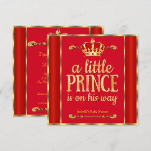 Royal Red Gold Prince is op komst Baby Shower Kaart