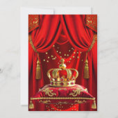 Royal Red Gold Queen Crown Birthday Party Kaart (Achterkant)