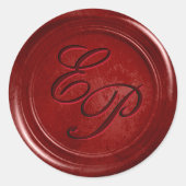 Royal Red maroon wax sticker met initialen (Voorkant)