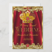Royal Red Pareltjes Weddenschap Gold Crown Kaart (Voorkant)