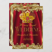 Royal Red Pareltjes Weddenschap Gold Crown Kaart (Voorkant / Achterkant)