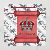 Royal Red Prince Baby shower Kaart (Voorkant / Achterkant)