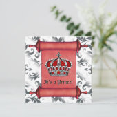 Royal Red Prince Baby shower Kaart (Staand voorkant)