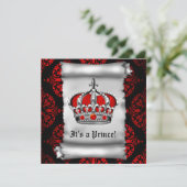 Royal Red Prince Baby shower Kaart (Staand voorkant)
