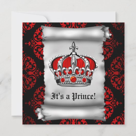 Royal Red Prince Baby shower Kaart (Voorkant)