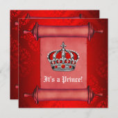 Royal Red Prince Baby shower Kaart (Voorkant / Achterkant)
