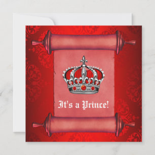 Royal Red Prince Baby shower Kaart