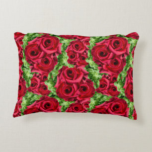 Royal Red Roses Regal Romance Crimson Lush Flowers Accent Kussen