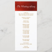 Royal Red Shiny White Wedding Programme Programmakaart (Achterkant)