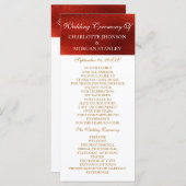 Royal Red Shiny White Wedding Programme Programmakaart (Voorkant / Achterkant)