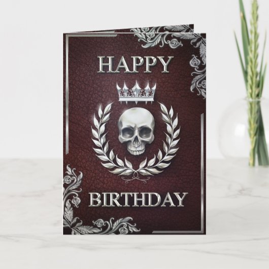 Royal Red & Silver King of the Dead Birthday Card Kaart (Voorkant)