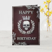 Royal Red & Silver King of the Dead Birthday Card Kaart (Gele Bloem)