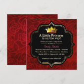 Royal Red Velvet Little Princess Crown Baby shower Kaart (Voorkant / Achterkant)