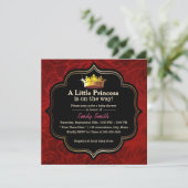 Royal Red Velvet Little Princess Crown Baby shower Kaart (Staand voorkant)