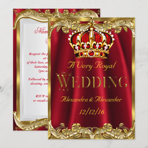 Royal Red Wedding Gold Crown Kaart
