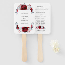 Royal Red White Silver Metallic Floral Wedding Handwaaier