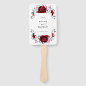 Royal Red White Silver Metallic Floral Wedding Handwaaier (Voorkant)