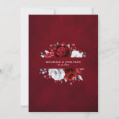 Royal Red White Silver Metallic Floral Wedding Kaart (Achterkant)