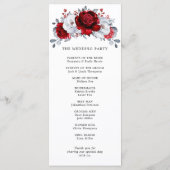 Royal Red White Silver Metallic Floral Wedding Programmakaart (Achterkant)