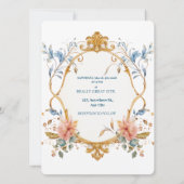 Royal Regal Elegance Floral Golden Ornate Wedding Kaart (Achterkant)