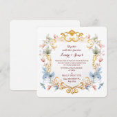 Royal Regal Gold Elegant Floral Fgrande Wedding Kaart (Voorkant / Achterkant)