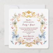 Royal Regal Gold Elegant Floral Fgrande Wedding Kaart (Voorkant)