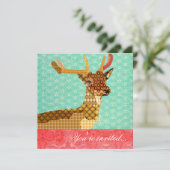 Royal Reindeer Turquoise Red Kaart (Staand voorkant)