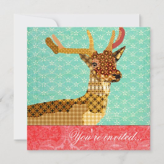 Royal Reindeer Turquoise Red Kaart (Voorkant)