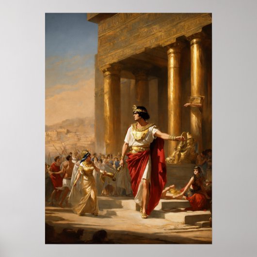 Royal Relaxation: Cleopatra met Twins Schilderen Poster (Voorkant)