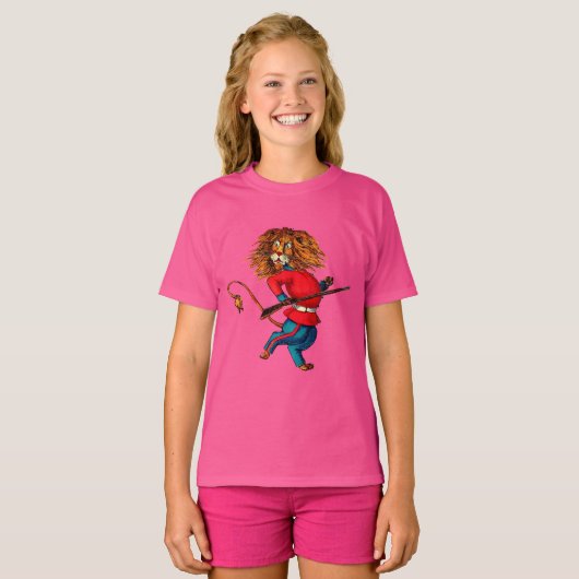 Royal Roar: Britse leeuw retro grappig T-shirt (Voorkant volledig)