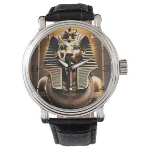 **"Royal Roar: The Golden Pharaoh Lion"** Horloge