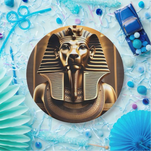 **"Royal Roar: The Golden Pharaoh Lion"** Papieren Bordje (Feest)