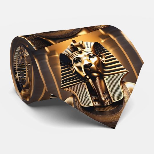 **"Royal Roar: The Golden Pharaoh Lion"** Stropdas (Opgerold)