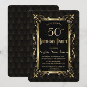 Royal Roaring 20s Gold Art Dec Birthday Party Kaart (Voorkant / Achterkant)