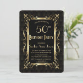Royal Roaring 20s Gold Art Dec Birthday Party Kaart (Staand voorkant)
