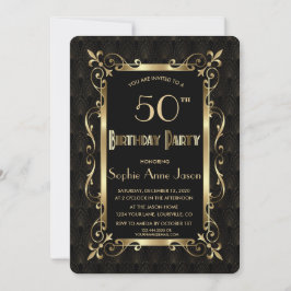 Royal Roaring 20s Gold Art Dec Birthday Party Kaart