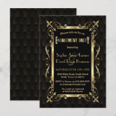 Royal Roaring 20s Gold Art Deco Engagement Party Kaart (Voorkant / Achterkant)