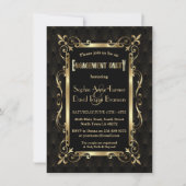 Royal Roaring 20s Gold Art Deco Engagement Party Kaart (Voorkant)