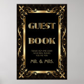Royal Roaring 20s Gold Art Deco Guest Book Sign Poster (Voorkant)