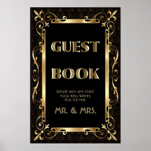 Royal Roaring 20s Gold Art Deco Guest Book Sign Poster