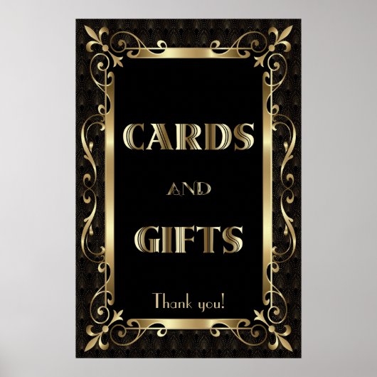 Royal Roaring 20s Gold Art Deco-Kaarten & cadeaubo Poster (Voorkant)