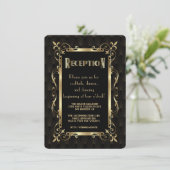 Royal Roaring 20s Gold Art Deco Reception Kaart (Staand voorkant)