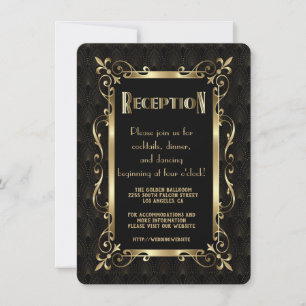 Royal Roaring 20s Gold Art Deco Reception Kaart