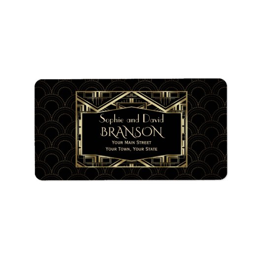 Royal Roaring 20s Gold Art Deco Wedding Etiket (Voorkant)