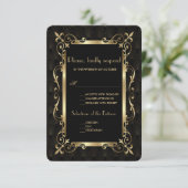 Royal Roaring 20s Gold Art Deco Wedding RSVP (Staand voorkant)