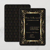 Royal Roaring 20s Gold Art Deco Wedding RSVP Kaartje (Voorkant / Achterkant)