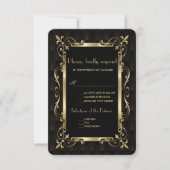 Royal Roaring 20s Gold Art Deco Wedding RSVP Kaartje (Voorkant)