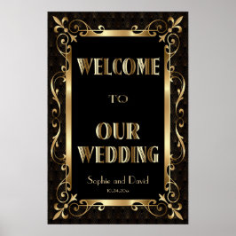 Royal Roaring 20s Gold Art Deco Welkomstteken Poster