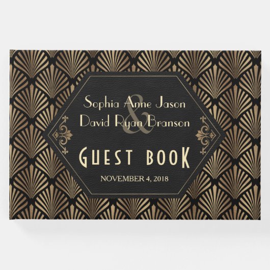 Royal Roaring 20's Gold Black Great Gatsby Wedding Gastenboek (Voorkant)