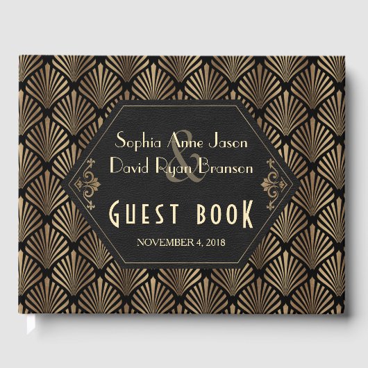 Royal Roaring 20's Gold Black Great Gatsby Wedding Gastenboek (Voorkant)